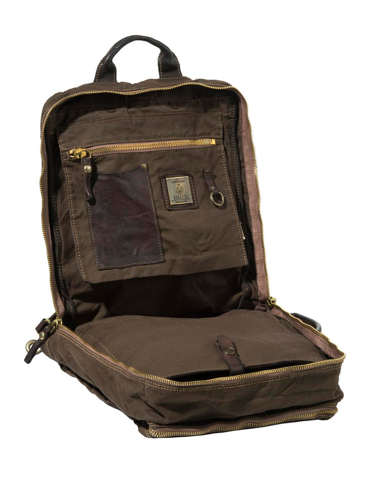 Beretta Washed Canvas & Leather Laptop Backpack Military Camo