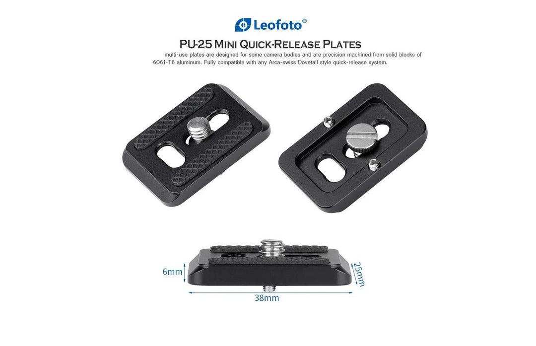 Leofoto PU-25 Mini Arca-Swiss Quick Release Plate, 25 x 38mm