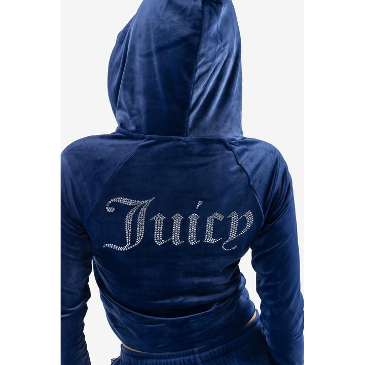 Juicy Couture Classic Velour Hoodie With Juicy  Logo Blue Depths