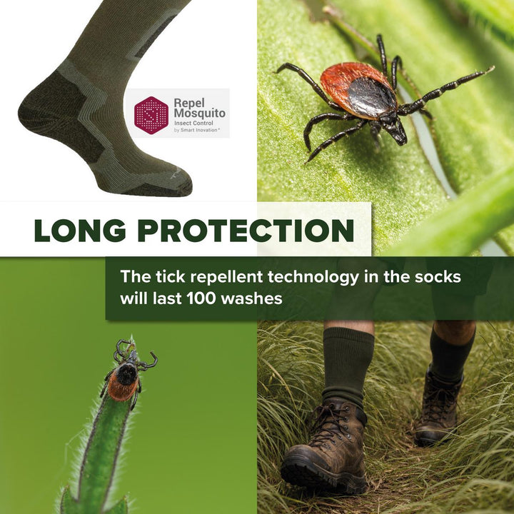 BushWear No Tick Boot Socks – Long Thermolite Tick Repellent Socks for Hunting, Stalking, Hiking & Dog Walking | 100-Wash Insect
