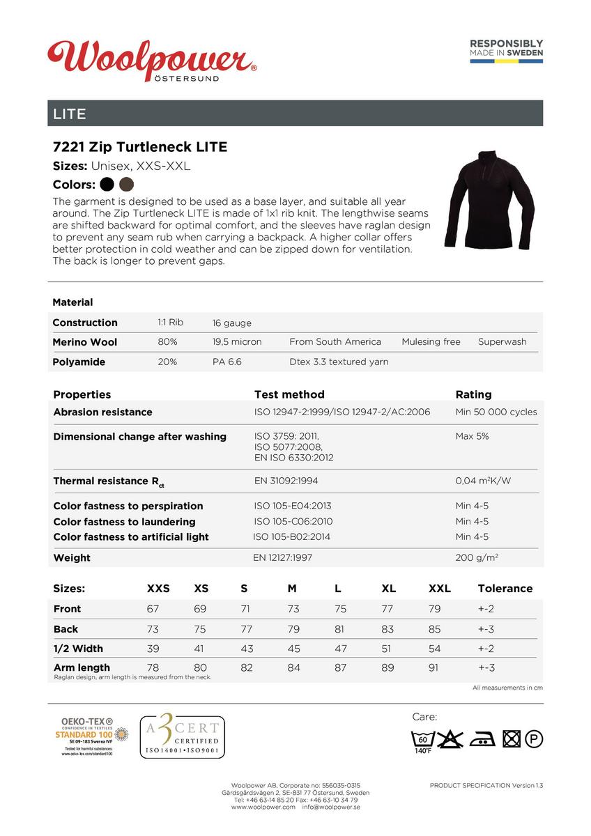 Woolpower Zip Turtleneck LITE