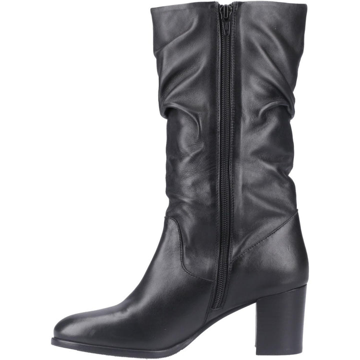 Cosima Lthr Ruched Boot Black Leather