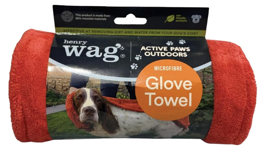 Henry Wag Microfibre Pet Towel Glove Red
