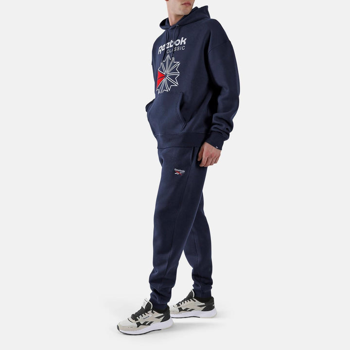 ID 2-COLOUR LOGO FLEECE CUFFED JOG PANT VECTOR NAVY