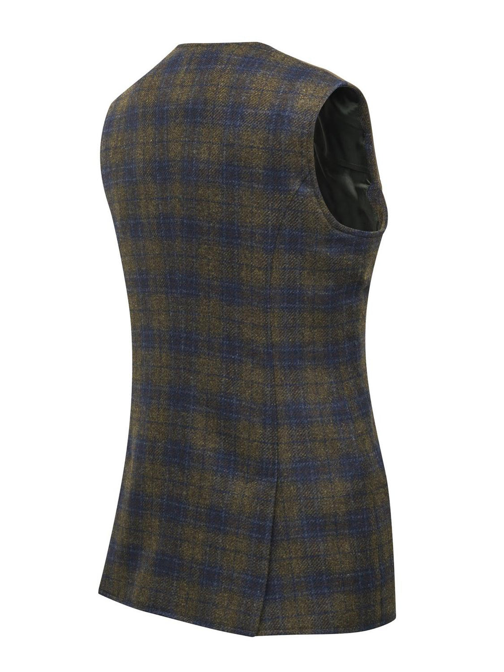Beretta St James women's tweed waistcoat, rear three-quarter view showing the shaped back seams