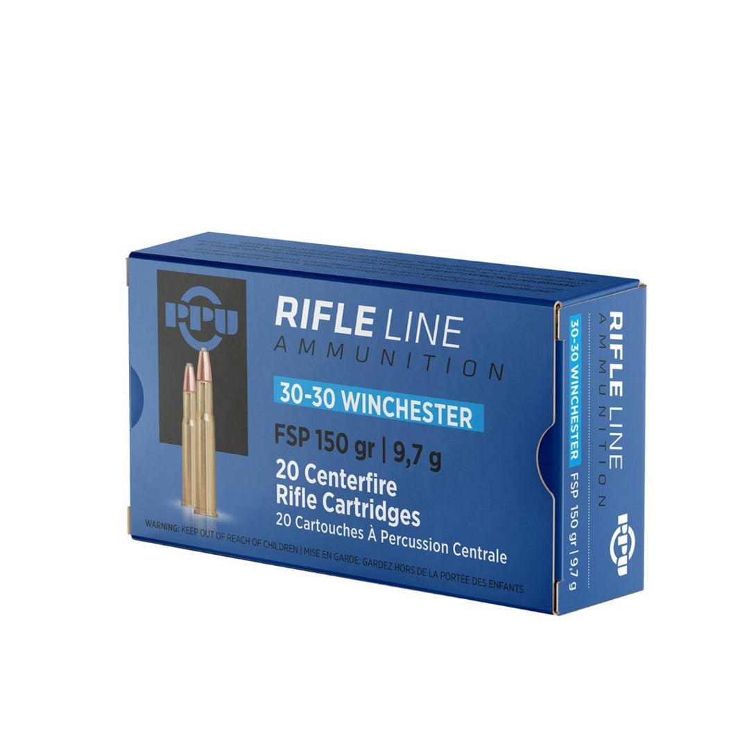 PPU Prvi Partizan .30-30 Win 150gr Flat Soft Point Rifle Ammo, 20 Rounds