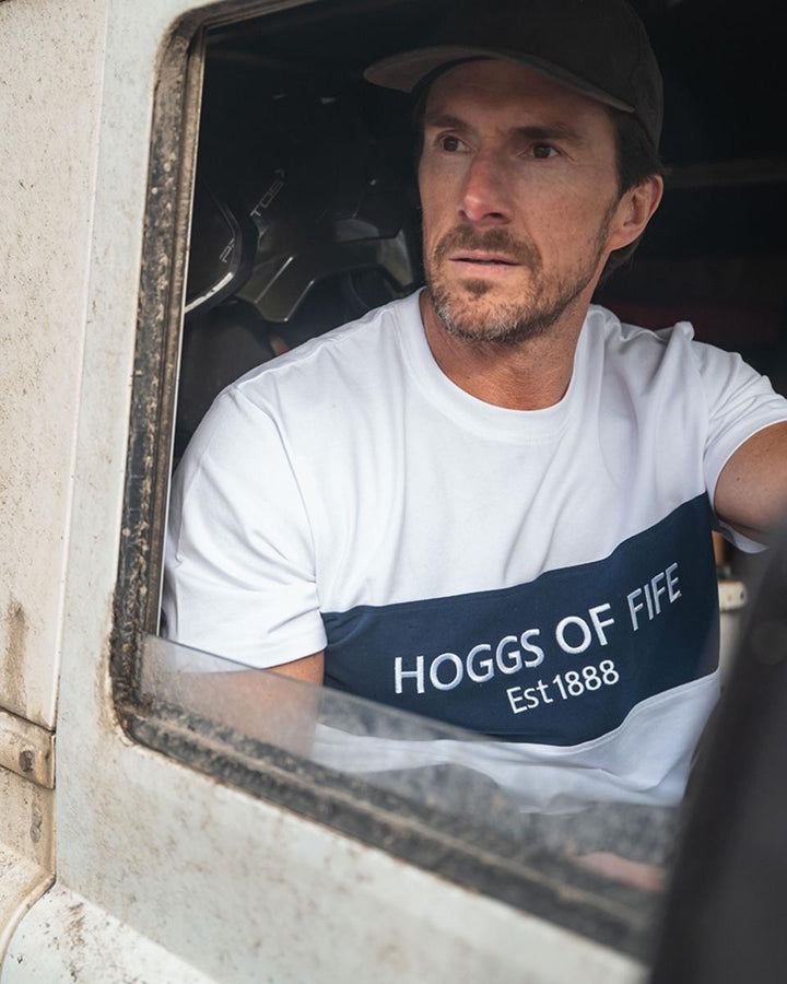 Hoggs of Fife Dalbeattie Colour Block T-Shirt - White/Navy/White