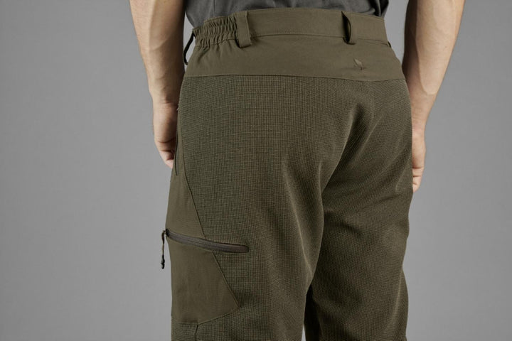 Seeland Outdoor reinforced trousers Pine green - Zipped thigh pockets, Elasticated waist