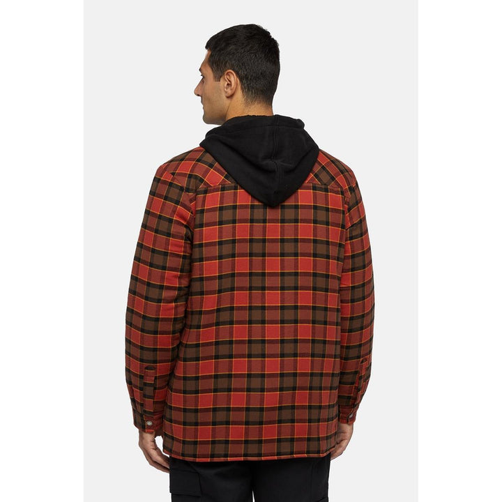 Dickies Fleece Hooded Flannel Shirt Red Ochre