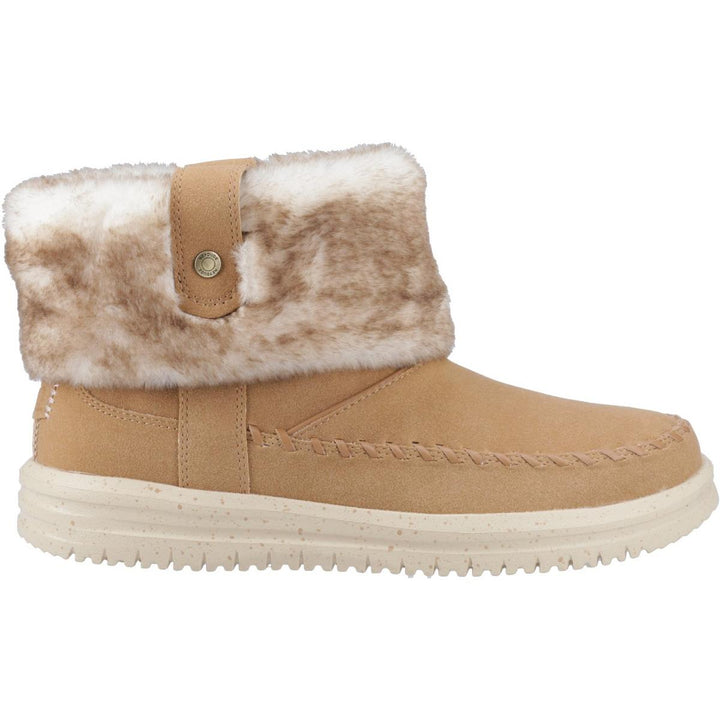 HEYDUDE Camden Cuff Classic Cozy Boot Cognac