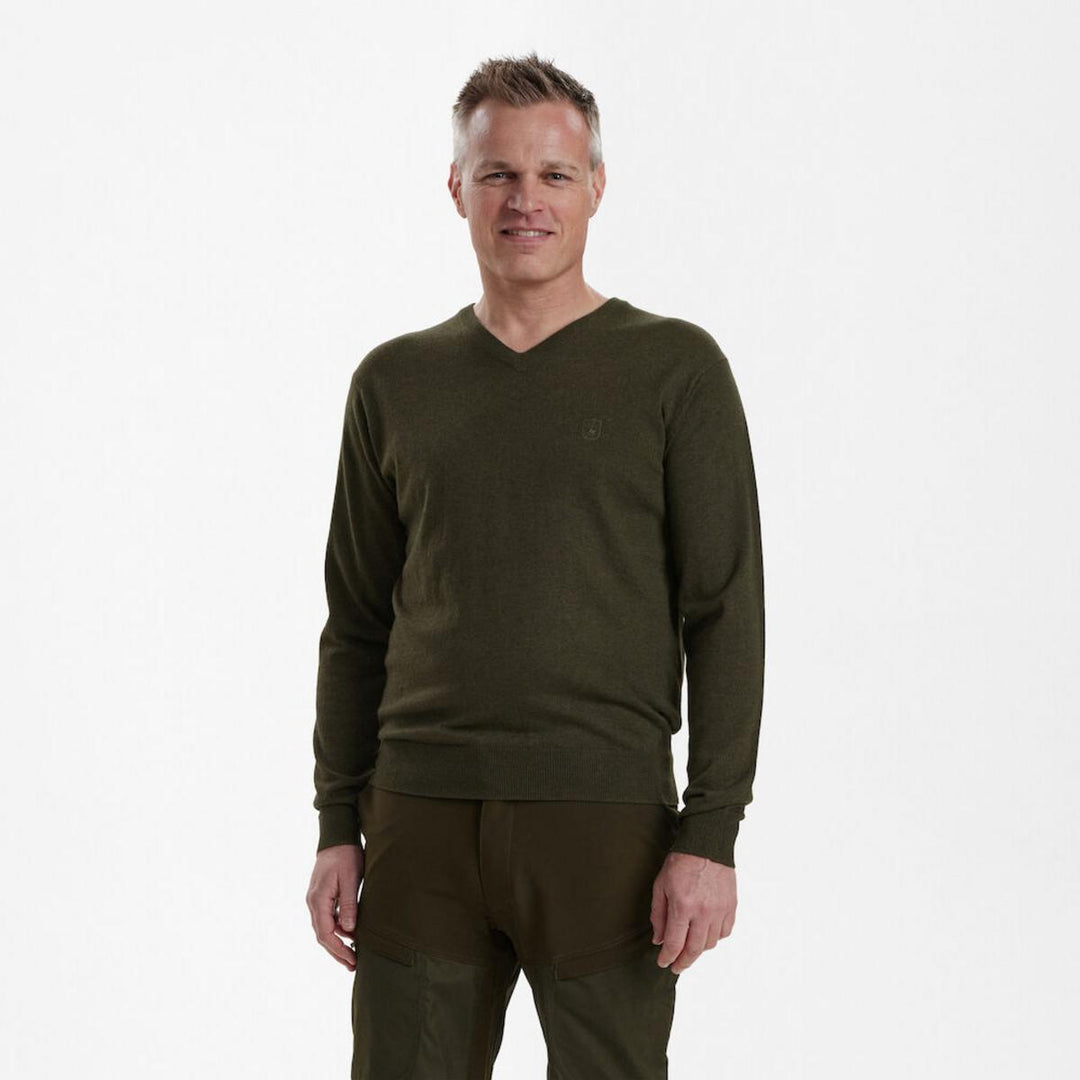 Deerhunter Kingston Knit w V-neck Green melange