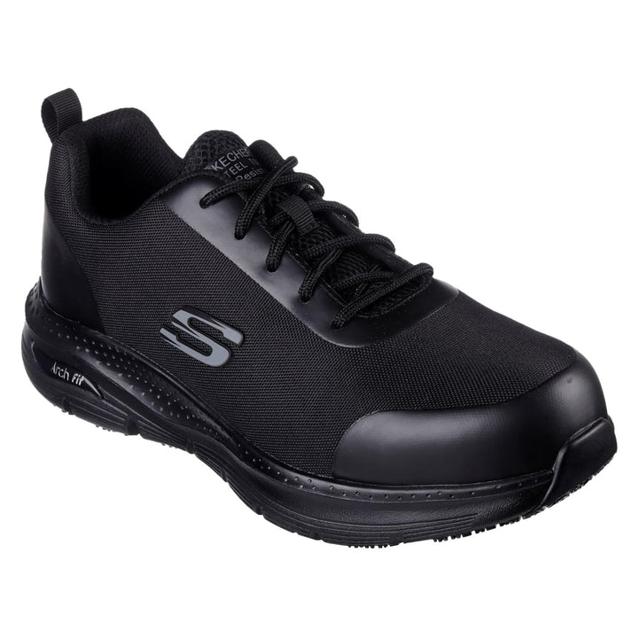 Skechers Workwear Arch Fit Sr Ringstap Safety Trainer Black - Podiatrist-designed shape developed with 20 years of data and 120,000 unweighted foot scans, Removable insole helps mould to your reduce shock increase weight dispersion