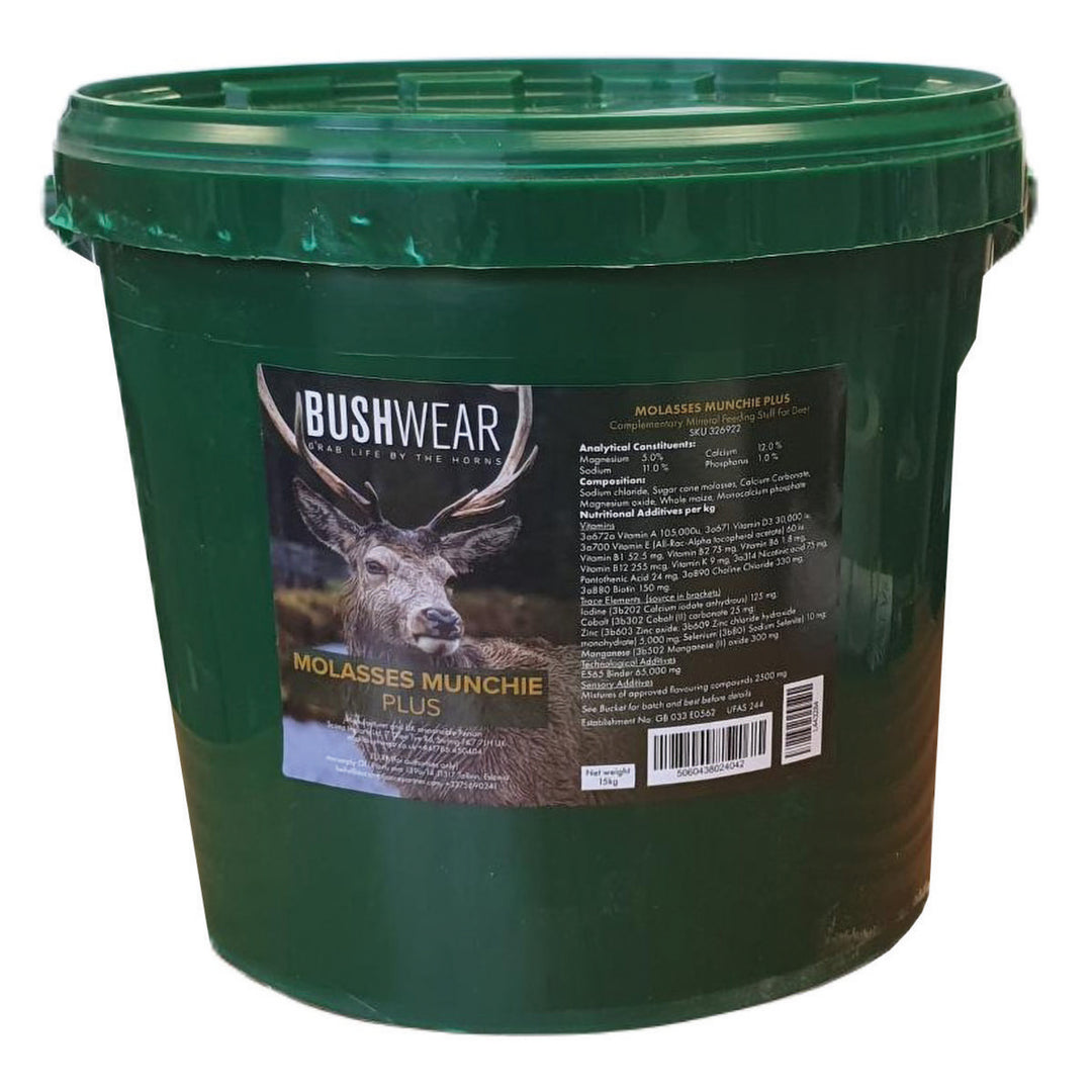 BushWear Molasses Munchies Plus Bucket 15kg For Deer