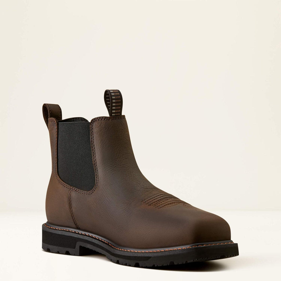 Ariat Mens Groundrancher Chelsea Wide Square Toe Steel Toe Work Boot