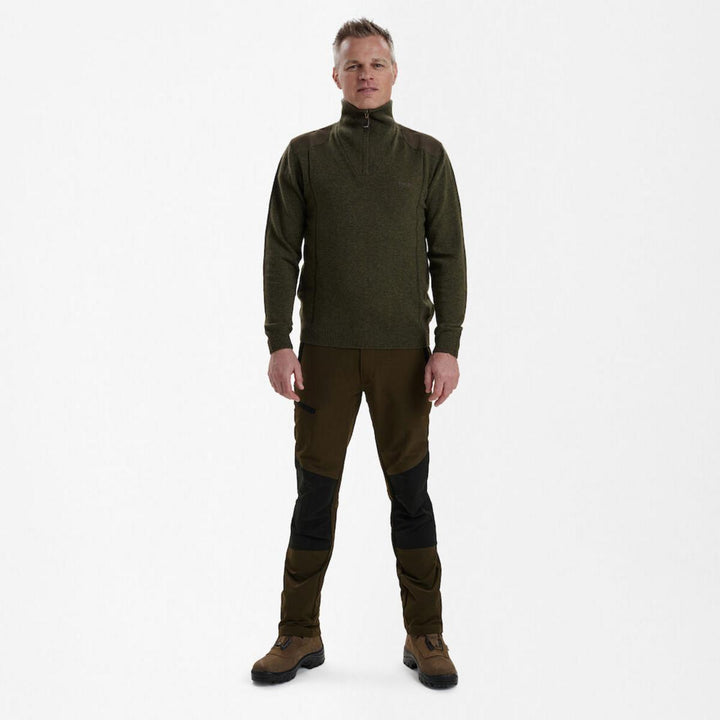 Deerhunter Sheffield Knit w. Zip-neck Green melange