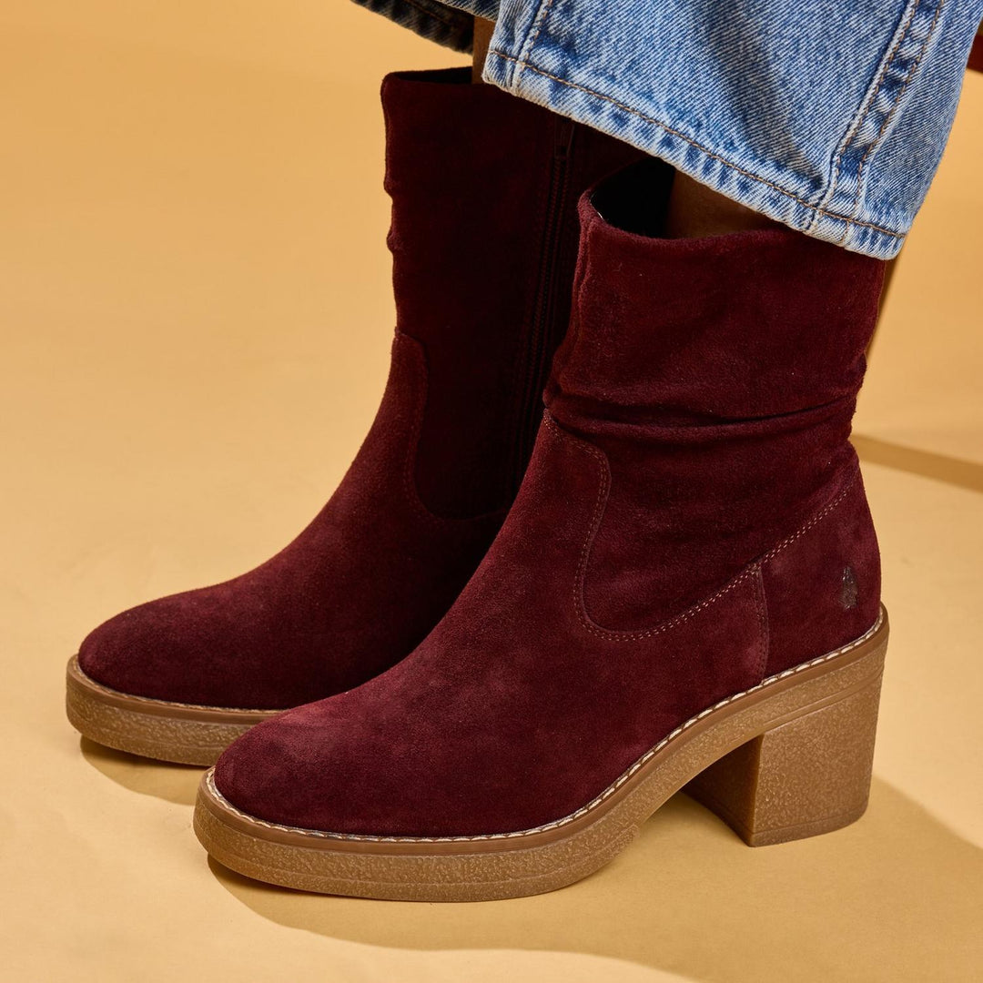 Flora Ruched Boot PLUM