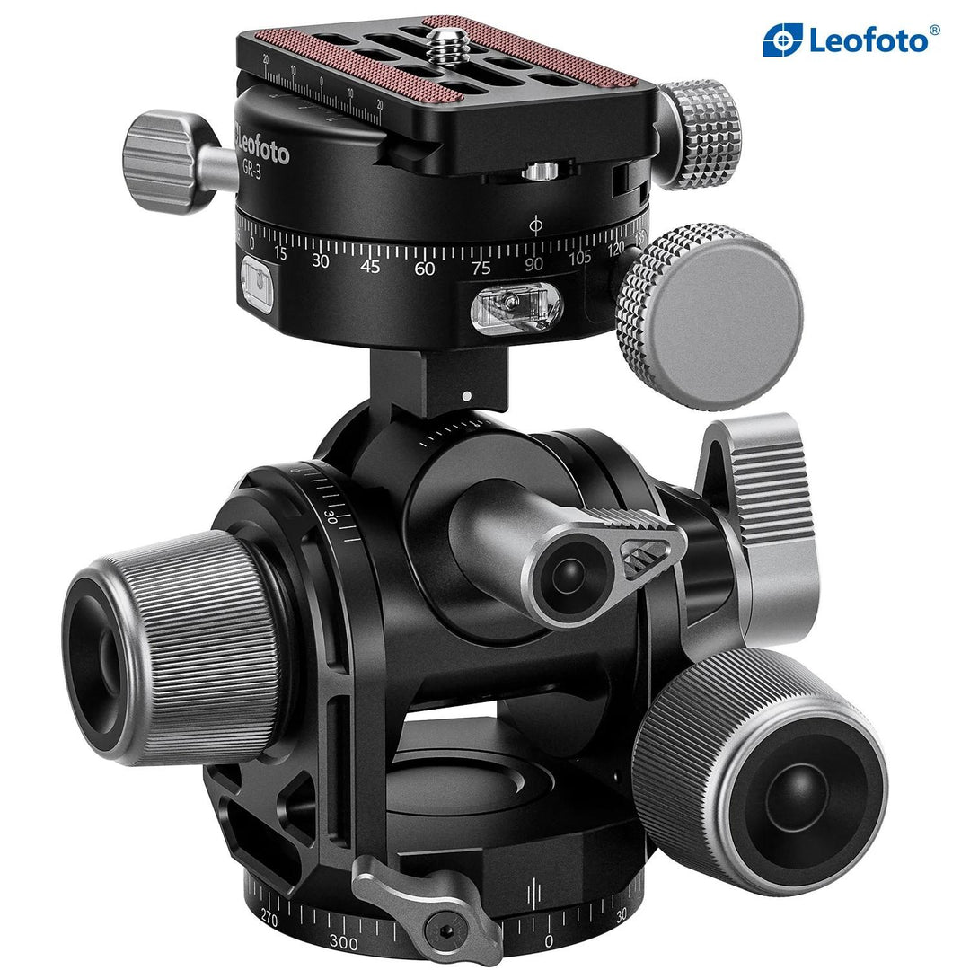 Leofoto G4PROM Four-Way Geared Head with GR-3 Panning Adapter