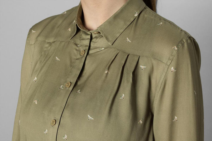 Harkila Abigail L/S shirt Women Dust green/Flying ducks