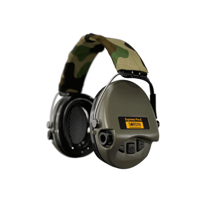 Sordin Supreme Pro-X Electronic Ear Defenders - Green, Textile Headband