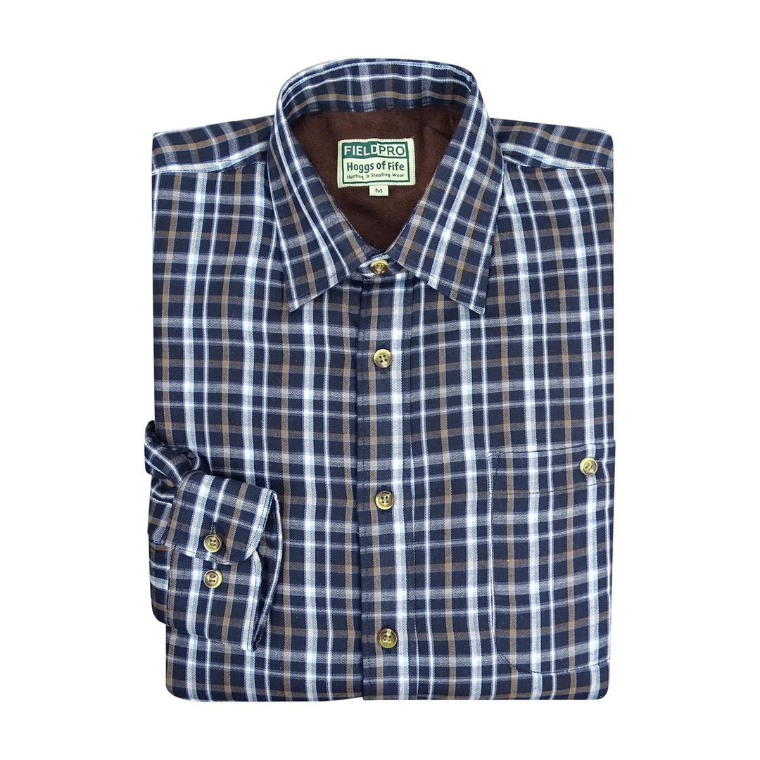 Hoggs of Fife Bark Fleece Lined Shirt Navy/Brown