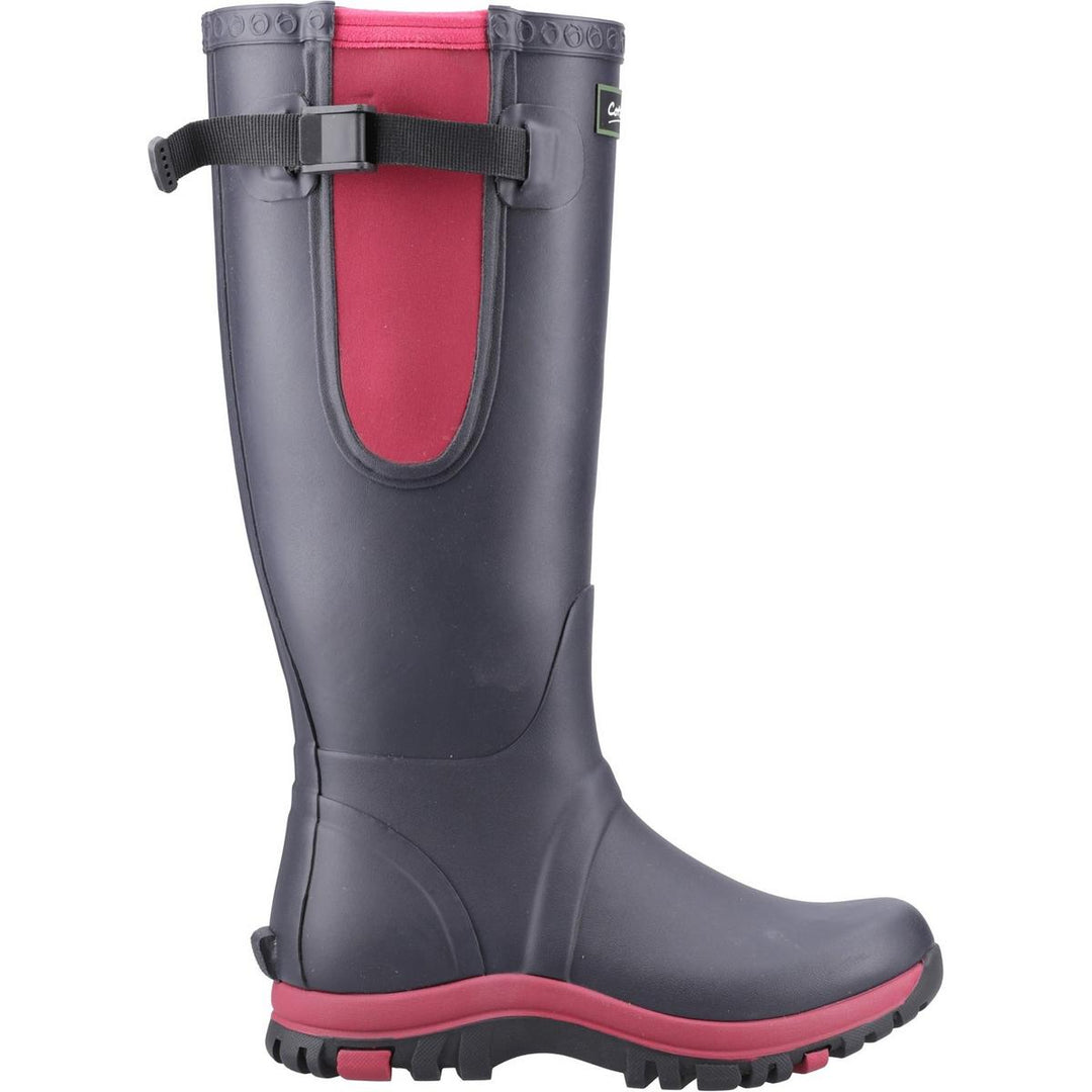 Cotswold Milton Adjustable Wellington Boot Navy/Pink – view 5
