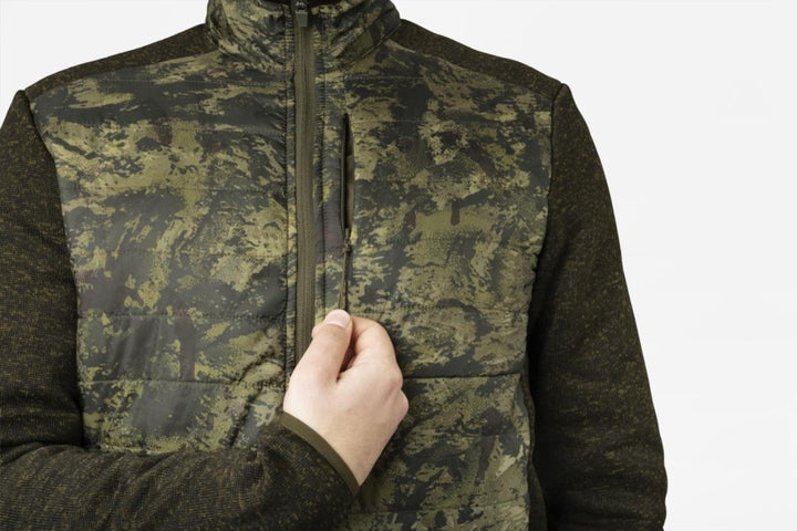 Seeland Theo Hybrid jacket Camo Pine green/InVis green - 100 gms Insulation at front and back, YKK Full zip