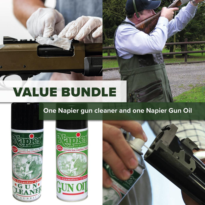 BushWear Napier Gun Cleaner 300ml Spray and Napier Gun Oil 300ml Aerosol Bundle