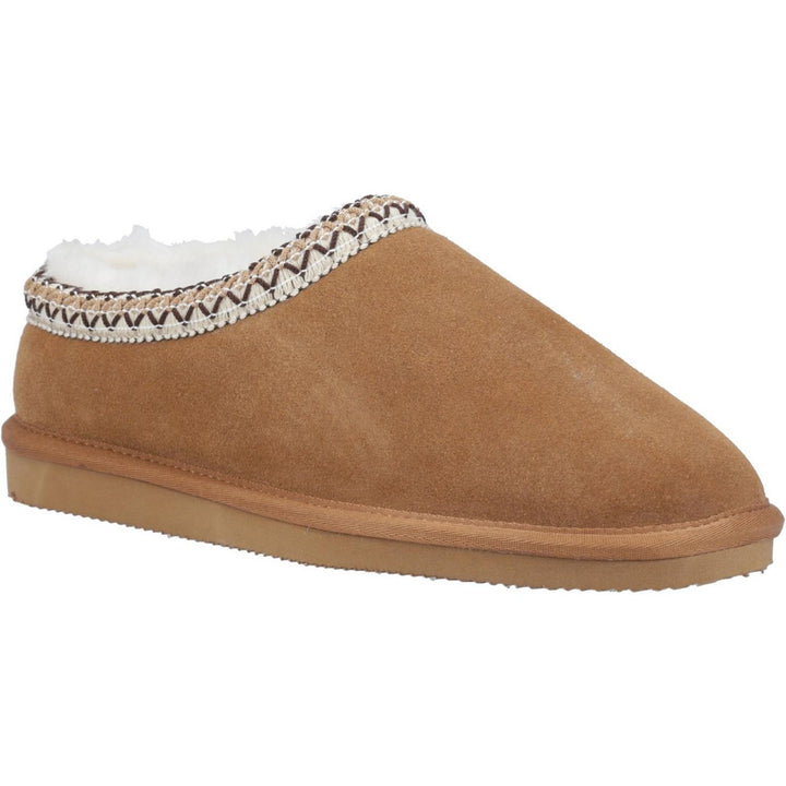 Cotswold Foxmoor Slippers Tan - With luxury sheepskin lining and suede uppers your toes will be surrounded by super soft warmth., Featuring embroidered upper detailing for that extra touch