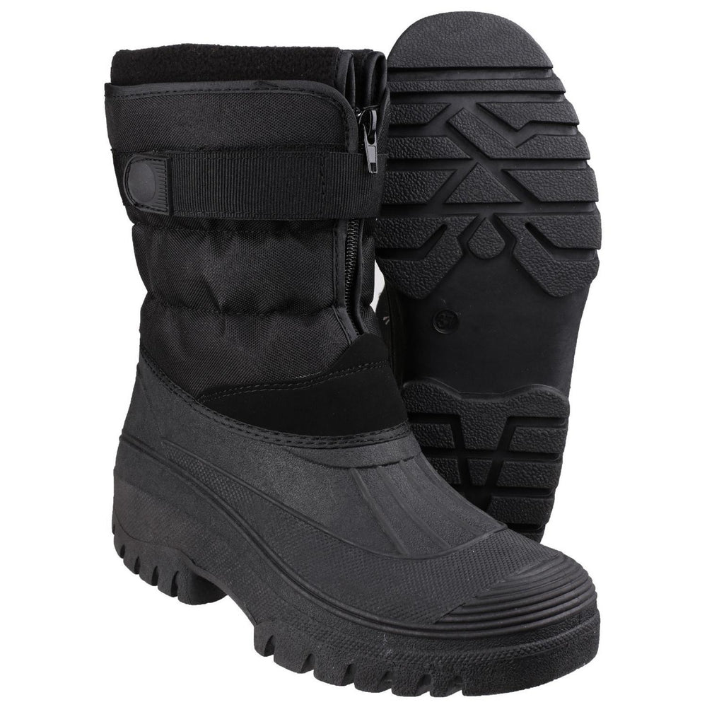 Cotswold Chase Touch Fastening Zip-Up Winter Boot Black – view 2