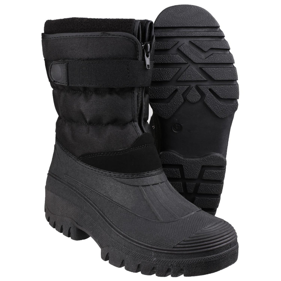 Cotswold Chase Touch Fastening Zip-Up Winter Boot Black – view 2