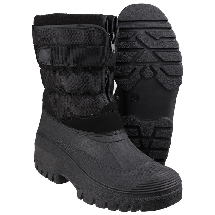 Cotswold Chase Touch Fastening Zip-Up Winter Boot Black – view 2