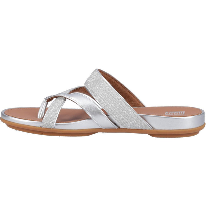 Fitflop Gracie Shimmerlux Strappy Toe Post Sandals Silver