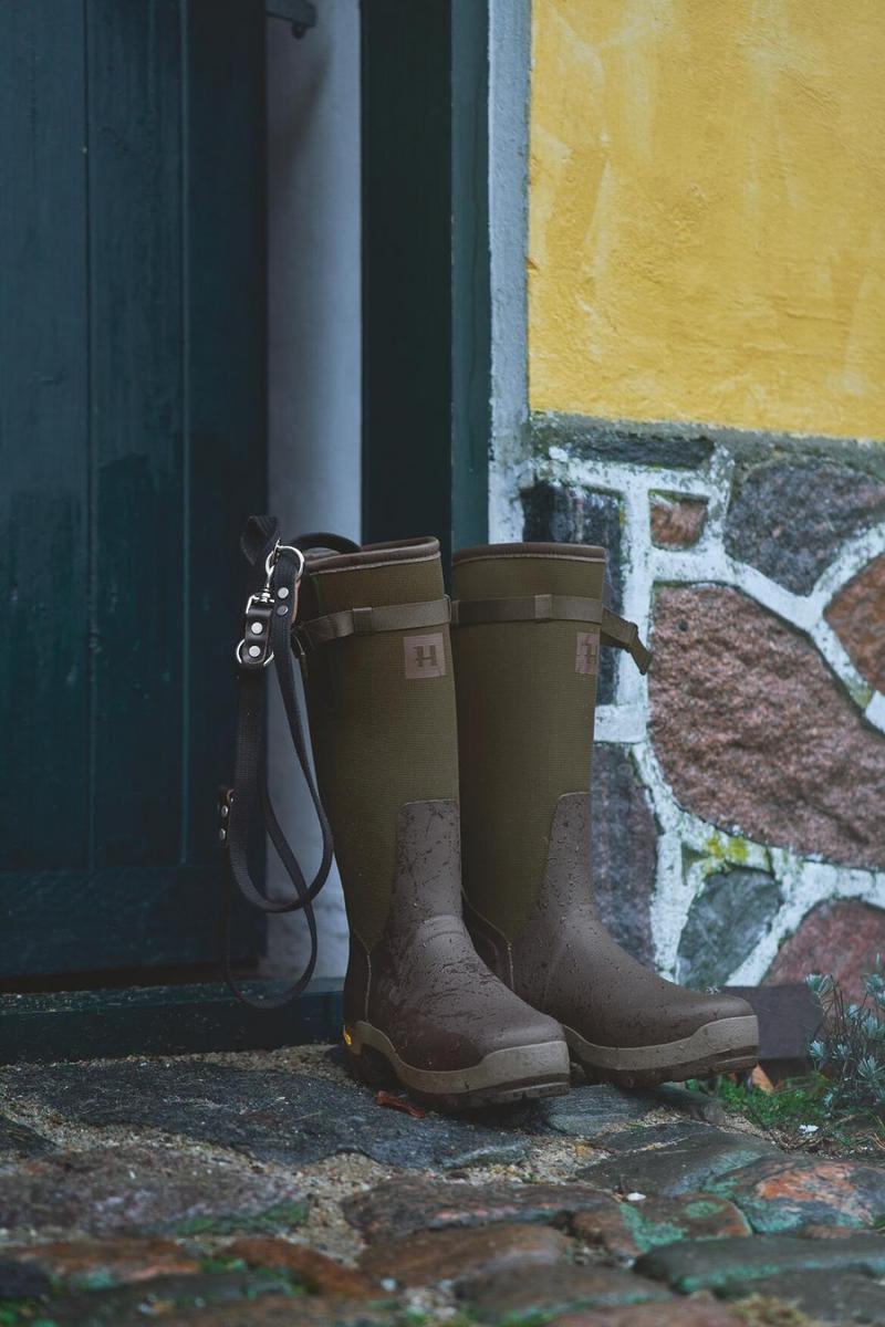 Harkila Forester Textile Rubber Boot in Willow Green/Deep Brown - Rubber Boots
