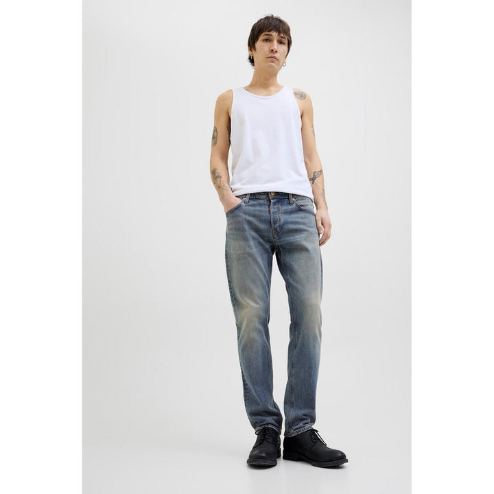 Jack & Jones Jack & Jones Mike tapered fit jean in mid wash Blue Blue Denim