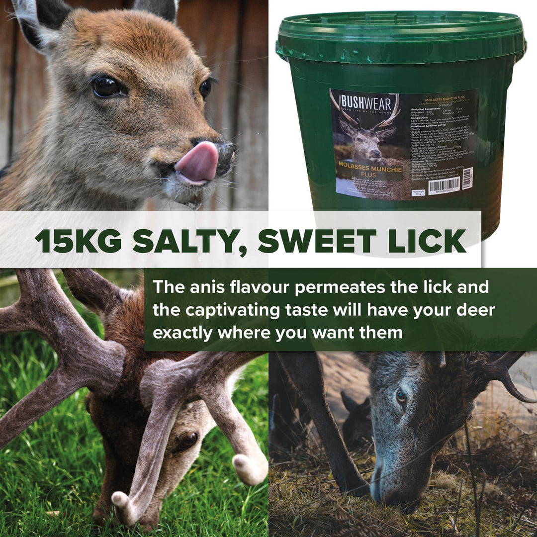 BushWear Molasses Munchies Plus Bucket 15kg For Deer
