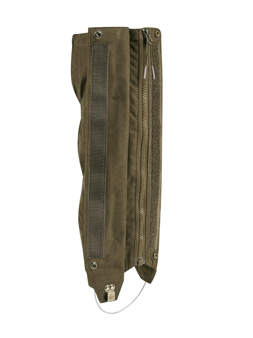 Beretta Quiet Stride gaiter in Green Moss, single gaiter shown from the back with hook-and-loop strip, zip and under-boot cord