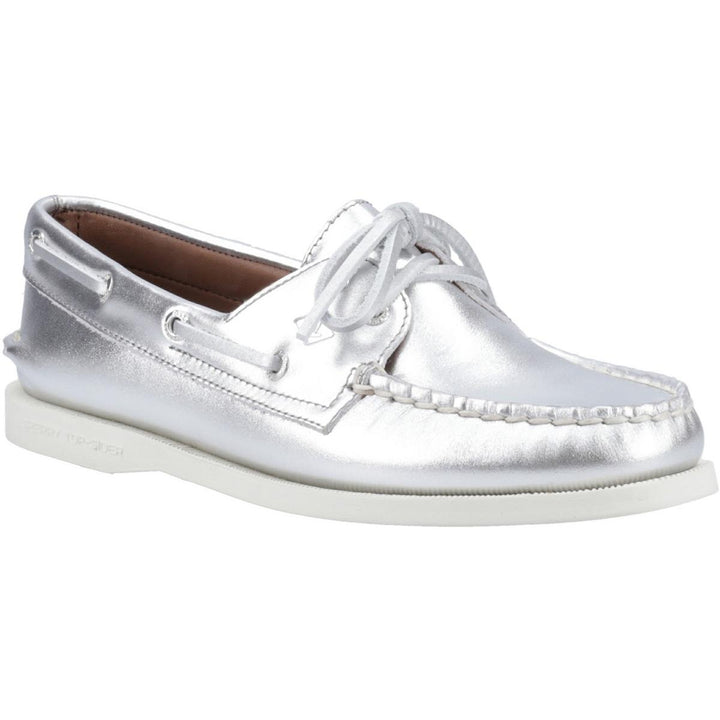 Sperry Authentic 2 Eye Boat Shoe Silver