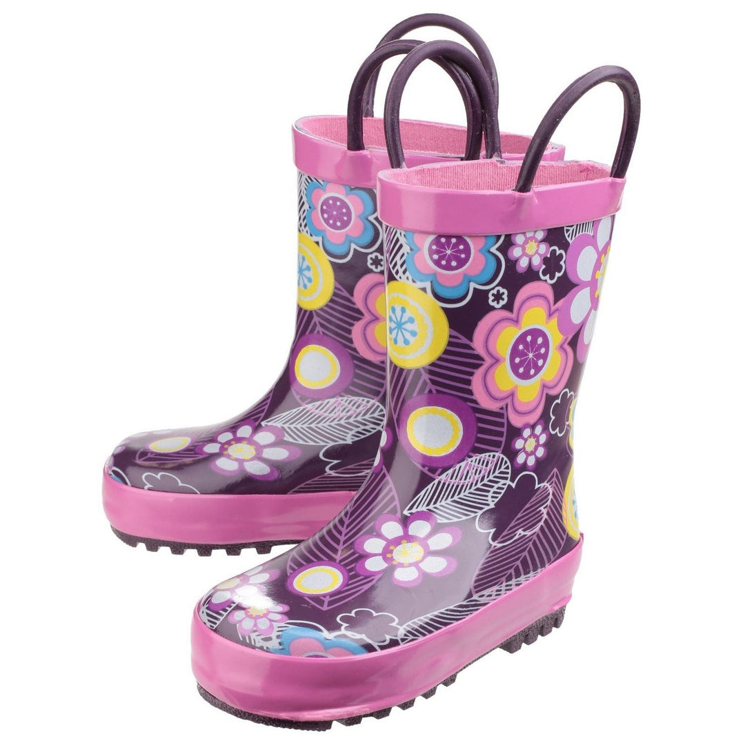 Cotswold Puddle Waterproof Pull On Boot Flower - Natural Rubber Exterior, Synthetic Comfortable Lining