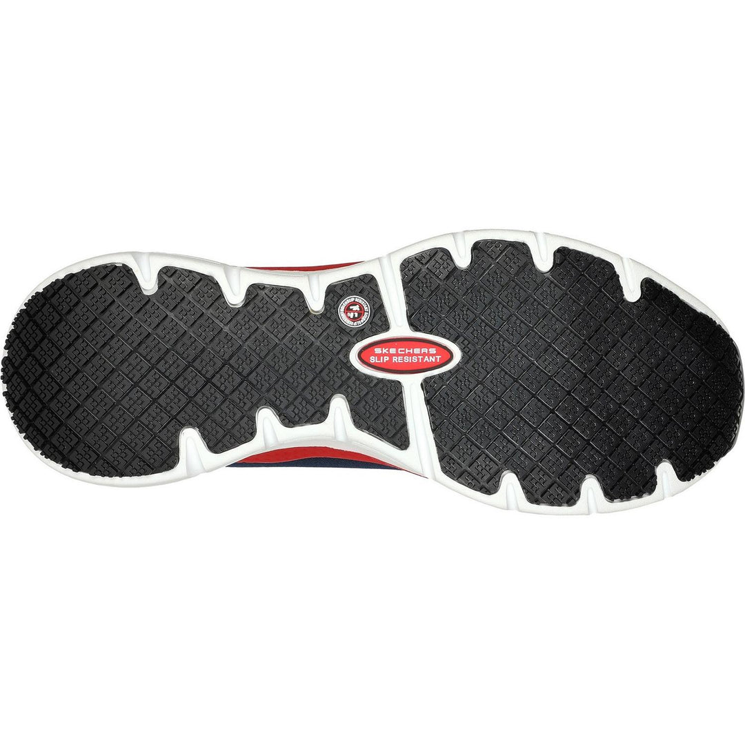 Skechers Workwear Arch Fit Sr Ringstap Safety Trainer Navy/Red - Podiatrist-designed shape developed with 20 years of data and 120,000 unweighted foot scans, Removable insole helps mould to your reduce shock increase weight dispersion