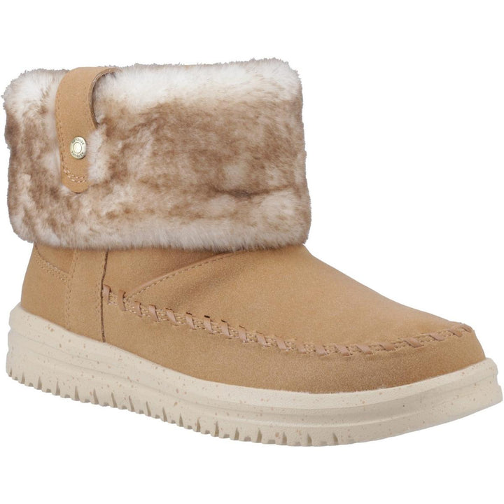 HEYDUDE Camden Cuff Classic Cozy Boot Cognac