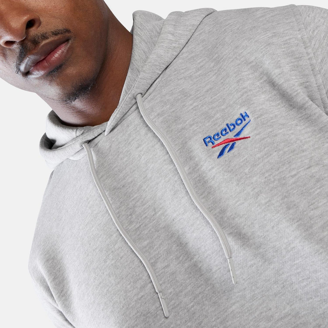 ID 2-COL LOGO FLEECE HOODIE LIGHT GREY MARL