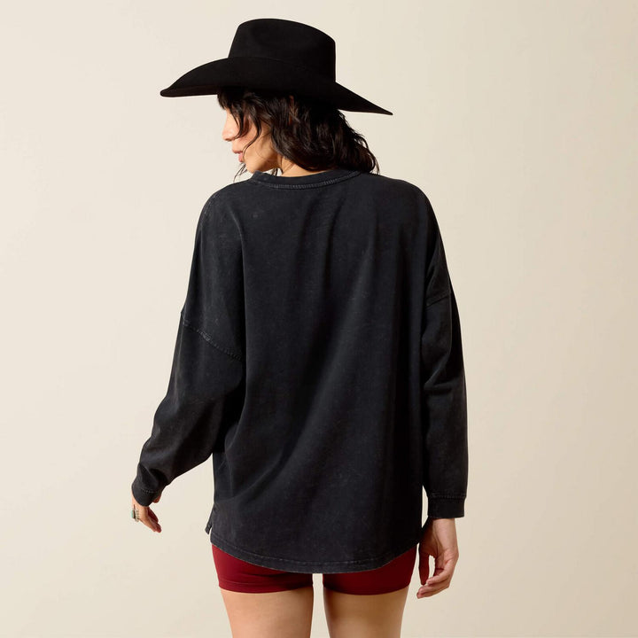 Ariat Ladies Canvas Oversized Long Sleeve T-Shirt Blk Acdwsh – view 2