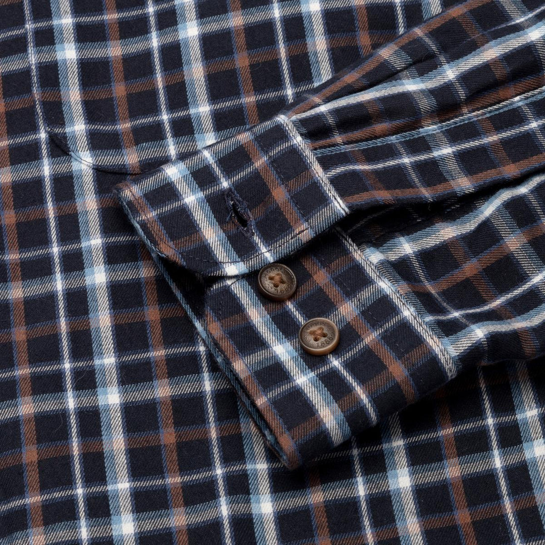 Hoggs of Fife Bark Fleece Lined Shirt Navy/Brown