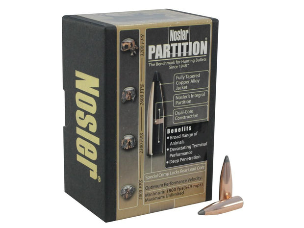 Nosler Partition Projectiles 25 Cal 100gr Sp Box 50