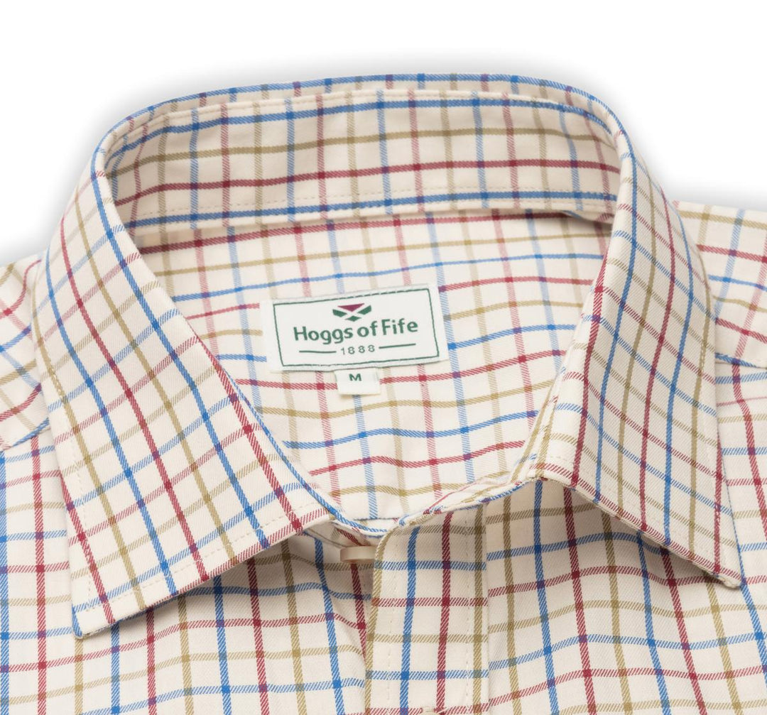 Hoggs of Fife Inverness Cotton Tattersall Shirt - Wine/Blue/Green