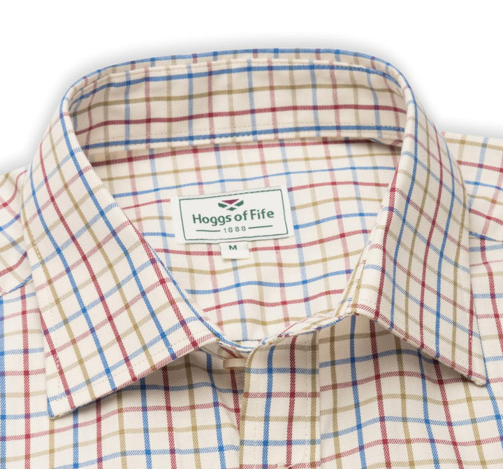 Hoggs of Fife Inverness Cotton Tattersall Shirt - Wine/Blue/Green
