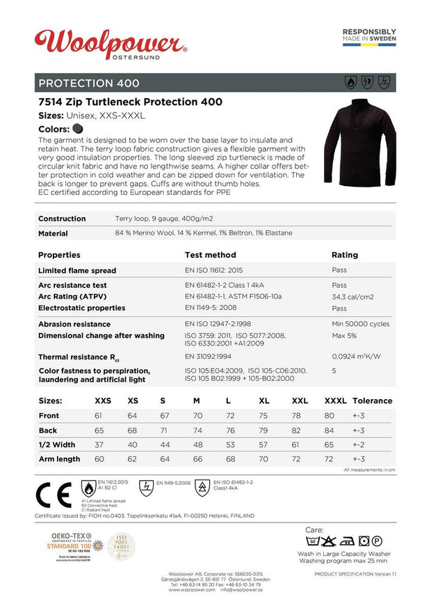 Woolpower Zip Turtleneck Protection 400