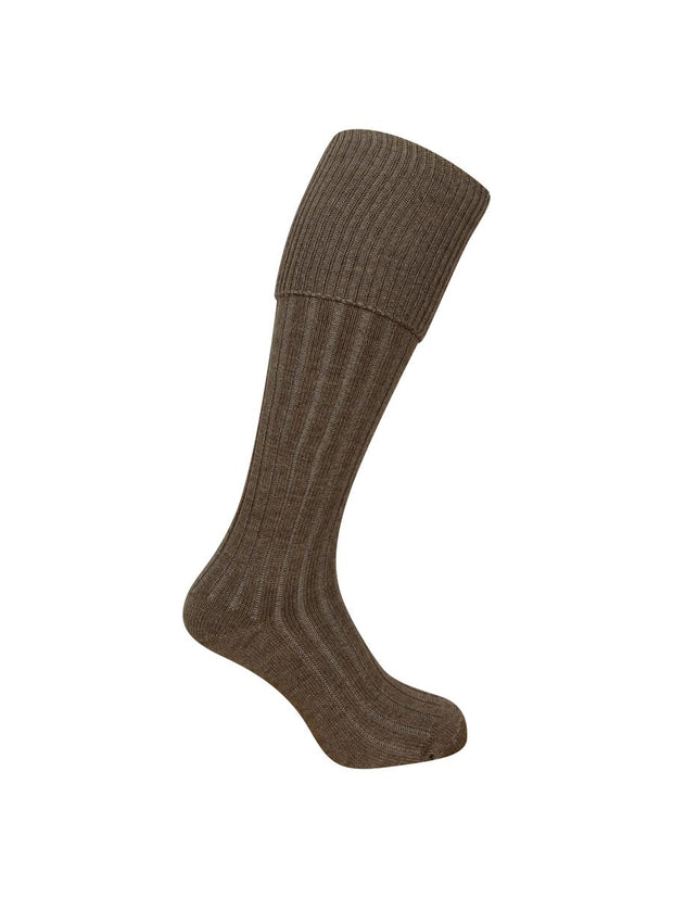Hoggs of Fife 1902 Plain Turnover Top Stockings (Twin Pack) - Lovat/Oatmeal