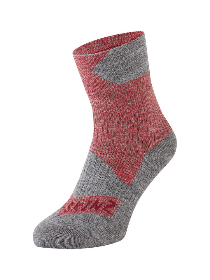 Sealskinz Bircham Waterproof All Weather Ankle Length Sock Red/Grey Marl Unisex SOCK