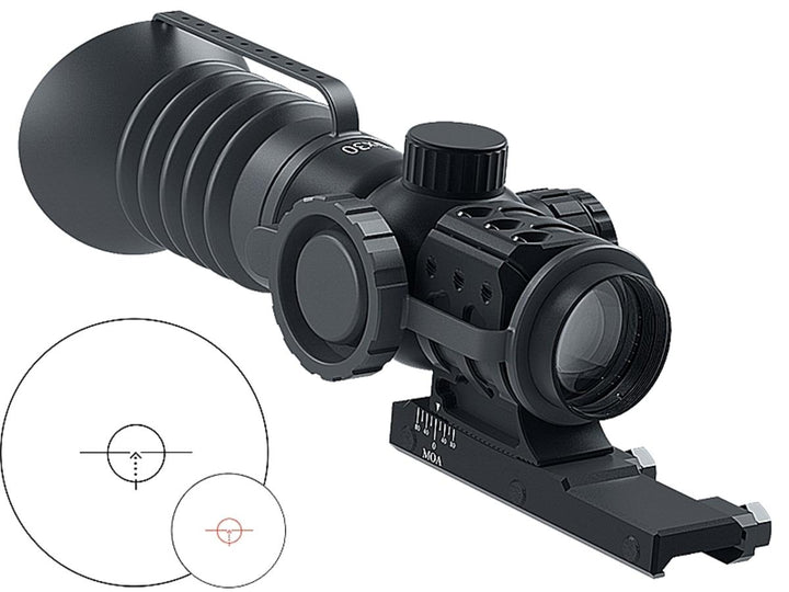 Immersive Optics 5x30 Prismatic Scope - MilDot Rapid w/MOA Adjustable Mounts
